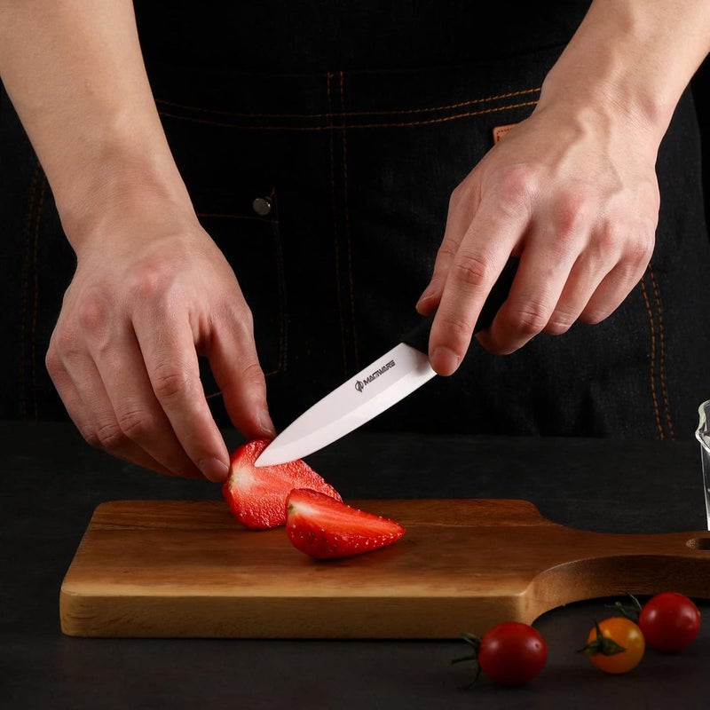 Magiware Paring Knife, Classic 4 inch Ceramic Paring Knife with Sheath Cover, Fruit and Vegetable knife,Longer Sharp Rust Proof Stain Resistant - Image 5